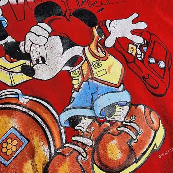 Vintage Bon Voyage Mickey & Mickey Shirt Size Large Red Short Sleeve - Picture 6 of 7